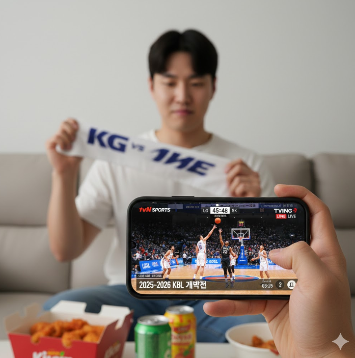 스마트폰으로 경기 보는 젊은 팬 사진으로 모바일 농구중계 편의성 강조 스마트폰으로 경기 보는 젊은 팬 사진으로 모바일 농구중계 편의성 강조