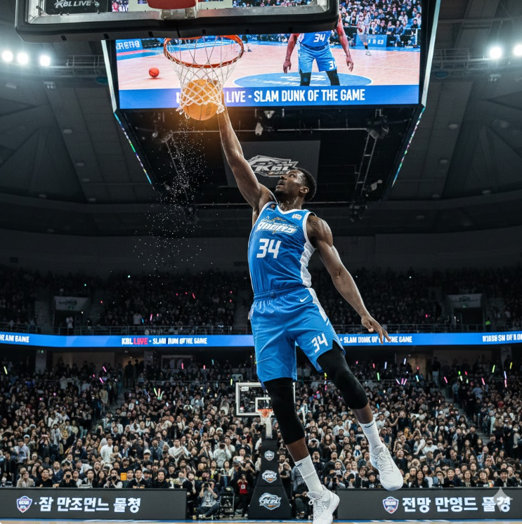 외국인 선수 덩크 장면으로 한국프로농구 중계 매력 강조 외국인 선수 덩크 장면으로 한국프로농구 중계 매력 강조