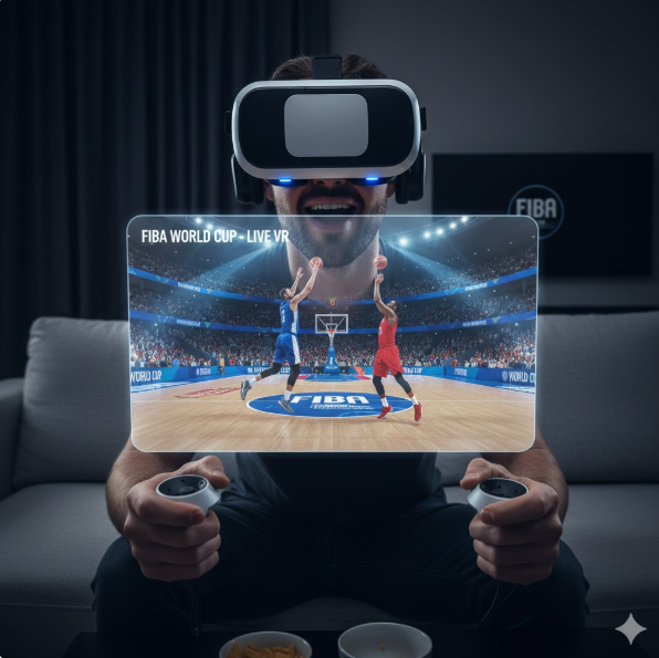 생생한 현장감: VR 헤드셋을 착용한 팬은 경기장에 직접 가지 않고도 집 안 소파에서 코트사이드에 앉아 있는 듯한 입체적인 시야를 확보합니다. 생생한 현장감: VR 헤드셋을 착용한 팬은 경기장에 직접 가지 않고도 집 안 소파에서 코트사이드에 앉아 있는 듯한 입체적인 시야를 확보합니다.