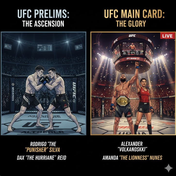 The Ascension(상승)'으로 묘사된 프릴림(언더카드)이 신예들의 도전 무대라면, 'The Glory(영광)'로 표현된 메인카드는 검증된 스타들의 화려한 본무대임을 시각적으로 대비시킵니다.