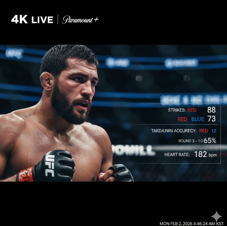 스마트한 중계 시스템: 실시간 타격 수, 테이크다운 성공률, 심박수 등 고도화된 통계 데이터 오버레이는 단순한 시청을 넘어 경기의 흐름을 깊이 있게 분석하며 즐길 수 있는 환경을 제시합니다.