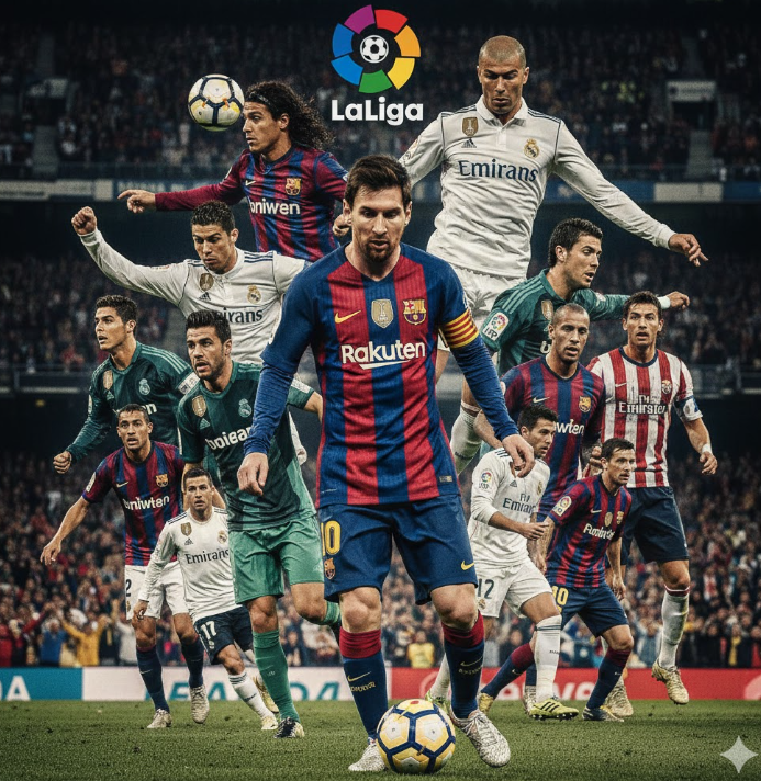 라리가 역사적 스타 선수 콜라주 