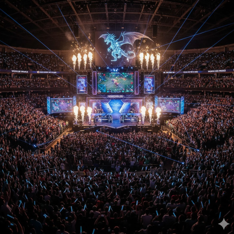 롤드컵 결승전 현장, 압도적 스케일, 많은 관객 , 화려한분위기 롤드컵 결승전 현장, 압도적 스케일, 많은 관객 , 화려한분위기