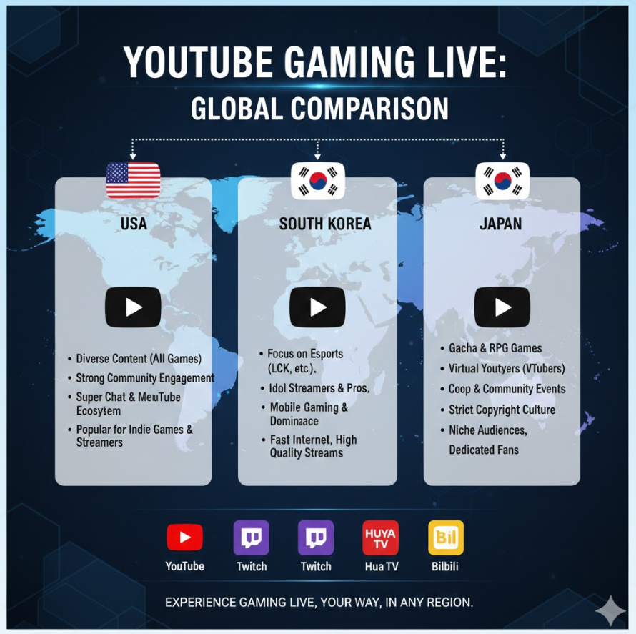 유튜브 게이밍 라이브 비교 인포그래픽으로 유튜브 게이밍 라이브 비교 인포그래픽으로