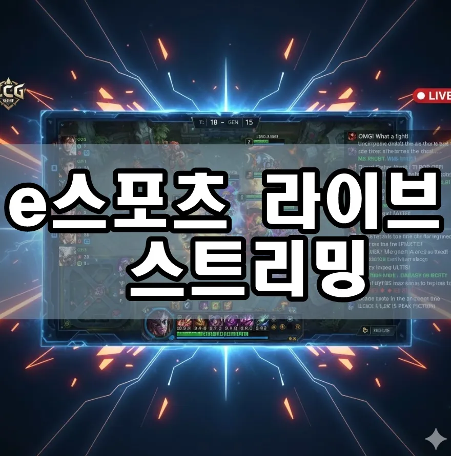  e스포츠 라이브 스트리밍 실시간 스크린샷으로, LCK 경기 중 팀파이트 액션과 채팅 창이 배열된 화면을 보여주며, 동적 색상과 그래픽으로 호기심을 자아내는 이미지