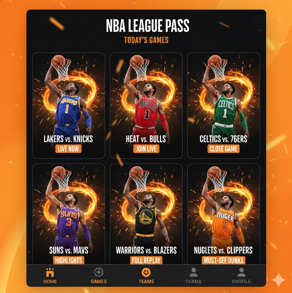 다양한 스포츠 콘텐츠: 농구뿐만 아니라 야구, 축구, 테니스, UFC 등 여러 종목의 하이라이트가 직관적인 카드 형태로 배치되어 있어, 사용자 중심의 편리한 UI와 폭넓은 중계 범위를 효과적으로 보여줍니다.